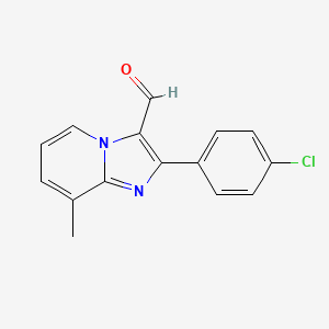 molecular formula C15H11ClN2O B2448001 2-(4-Chlorophenyl)-8-methylimidazo[1,2-a]pyridine-3-carbaldehyde CAS No. 524724-70-7