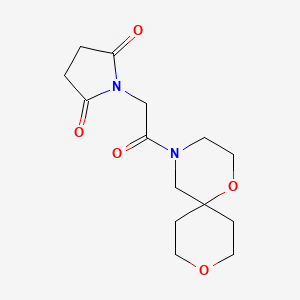 molecular formula C14H20N2O5 B2448008 1-(2-Oxo-2-(1,9-dioxa-4-azaspiro[5.5]undecan-4-yl)ethyl)pyrrolidine-2,5-dione CAS No. 1421462-67-0