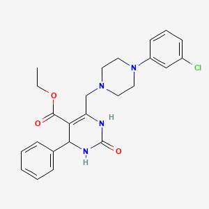 molecular formula C24H27ClN4O3 B2448012 Ethyl 6-{[4-(3-chlorophenyl)piperazin-1-yl]methyl}-2-oxo-4-phenyl-1,2,3,4-tetrahydropyrimidine-5-carboxylate CAS No. 902614-92-0
