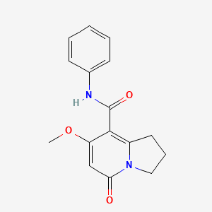 molecular formula C16H16N2O3 B2448013 7-methoxy-5-oxo-N-phenyl-1,2,3,5-tetrahydroindolizine-8-carboxamide CAS No. 2034292-61-8