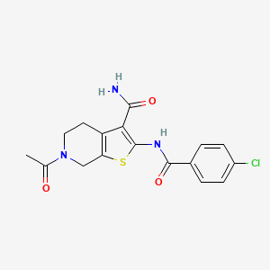 6-Acetyl-2-(4-chlorobenzamido)-4,5,6,7-tetrahydrothieno[2,3-c]pyridine-3-carboxamide