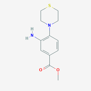 molecular formula C12H16N2O2S B2448022 Methyl 3-amino-4-(1,4-thiazinan-4-yl)benzenecarboxylate CAS No. 882747-88-8