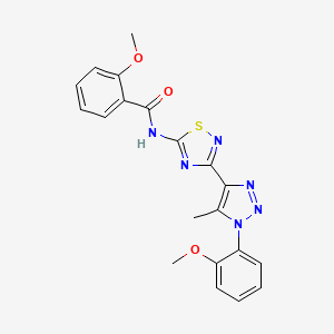 molecular formula C20H18N6O3S B2448028 2-methoxy-N-(3-(1-(2-methoxyphenyl)-5-methyl-1H-1,2,3-triazol-4-yl)-1,2,4-thiadiazol-5-yl)benzamide CAS No. 932300-33-9