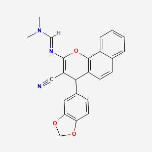 molecular formula C24H19N3O3 B2448042 N'-[4-(1,3-benzodioxol-5-yl)-3-cyano-4H-benzo[h]chromen-2-yl]-N,N-dimethyliminoformamide CAS No. 860784-59-4