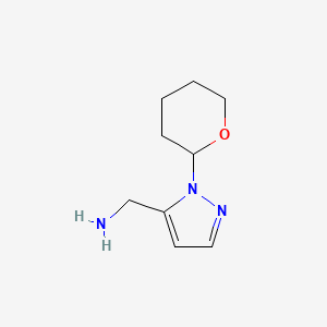 molecular formula C9H15N3O B2448055 1-(Oxan-2-yl)pyrazole-5-methanamine CAS No. 1820642-31-6