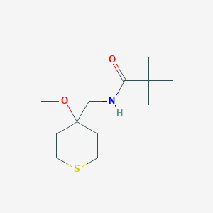 molecular formula C12H23NO2S B2448060 N-[(4-methoxythian-4-yl)methyl]-2,2-dimethylpropanamide CAS No. 2034397-95-8