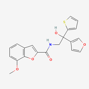 molecular formula C20H17NO5S B2448071 N-(2-(furan-3-yl)-2-hydroxy-2-(thiophen-2-yl)ethyl)-7-methoxybenzofuran-2-carboxamide CAS No. 2034265-18-2