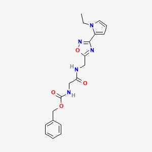 molecular formula C19H21N5O4 B2448092 benzyl (2-(((3-(1-ethyl-1H-pyrrol-2-yl)-1,2,4-oxadiazol-5-yl)methyl)amino)-2-oxoethyl)carbamate CAS No. 2034502-64-0
