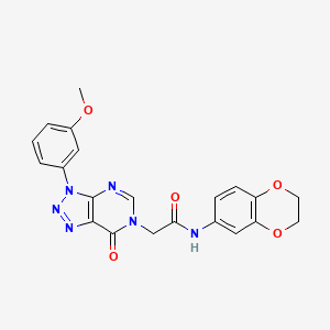 molecular formula C21H18N6O5 B2448118 N-(2,3-dihydro-1,4-benzodioxin-6-yl)-2-[3-(3-methoxyphenyl)-7-oxo-3H,6H,7H-[1,2,3]triazolo[4,5-d]pyrimidin-6-yl]acetamide CAS No. 847385-67-5