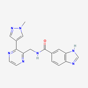 molecular formula C17H15N7O B2448164 N-((3-(1-methyl-1H-pyrazol-4-yl)pyrazin-2-yl)methyl)-1H-benzo[d]imidazole-5-carboxamide CAS No. 2034395-31-6