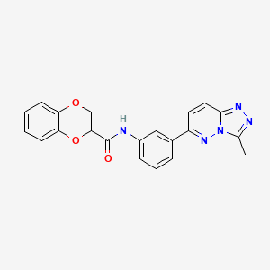 molecular formula C21H17N5O3 B2448172 N-(3-(3-methyl-[1,2,4]triazolo[4,3-b]pyridazin-6-yl)phenyl)-2,3-dihydrobenzo[b][1,4]dioxine-2-carboxamide CAS No. 1207000-03-0