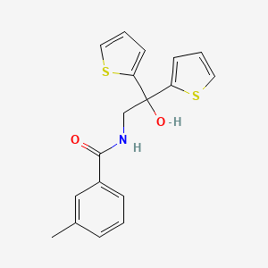 molecular formula C18H17NO2S2 B2448175 N-(2-hydroxy-2,2-di(thiophen-2-yl)ethyl)-3-methylbenzamide CAS No. 2034501-95-4