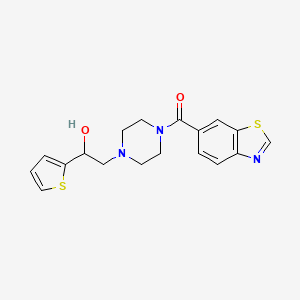 molecular formula C18H19N3O2S2 B2448182 Benzo[d]thiazol-6-yl(4-(2-hydroxy-2-(thiophen-2-yl)ethyl)piperazin-1-yl)methanone CAS No. 1251549-95-7