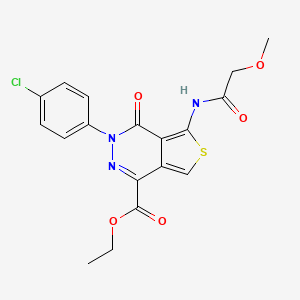 molecular formula C18H16ClN3O5S B2448187 ethyl 3-(4-chlorophenyl)-5-(2-methoxyacetamido)-4-oxo-3H,4H-thieno[3,4-d]pyridazine-1-carboxylate CAS No. 851950-13-5
