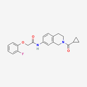 molecular formula C21H21FN2O3 B2448239 N-(2-(cyclopropanecarbonyl)-1,2,3,4-tetrahydroisoquinolin-7-yl)-2-(2-fluorophenoxy)acetamide CAS No. 955645-27-9
