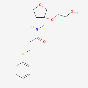 molecular formula C16H23NO4S B2448258 N-((3-(2-hydroxyethoxy)tetrahydrofuran-3-yl)methyl)-3-(phenylthio)propanamide CAS No. 2320724-79-4