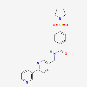 molecular formula C22H22N4O3S B2448262 N-([2,3'-bipyridin]-5-ylmethyl)-4-(pyrrolidin-1-ylsulfonyl)benzamide CAS No. 2034436-03-6