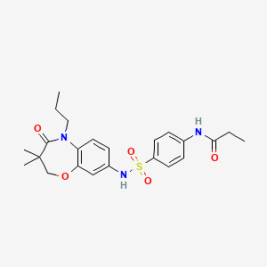 molecular formula C23H29N3O5S B2448273 N-(4-(N-(3,3-dimethyl-4-oxo-5-propyl-2,3,4,5-tetrahydrobenzo[b][1,4]oxazepin-8-yl)sulfamoyl)phenyl)propionamide CAS No. 922050-00-8