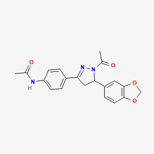 molecular formula C20H19N3O4 B2448289 N-(4-(1-acetyl-5-(benzo[d][1,3]dioxol-5-yl)-4,5-dihydro-1H-pyrazol-3-yl)phenyl)acetamide CAS No. 927593-51-9