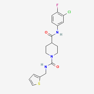 molecular formula C18H19ClFN3O2S B2448291 N4-(3-chloro-4-fluorophenyl)-N1-(thiophen-2-ylmethyl)piperidine-1,4-dicarboxamide CAS No. 1226433-99-3