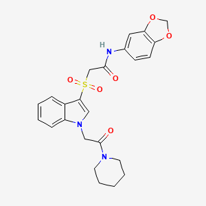 N-(benzo[d][1,3]dioxol-5-yl)-2-((1-(2-oxo-2-(piperidin-1-yl)ethyl)-1H-indol-3-yl)sulfonyl)acetamide