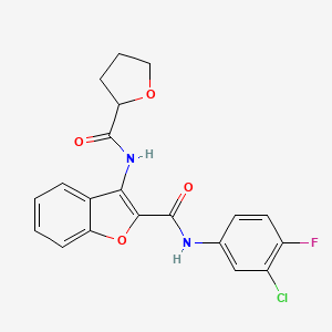N-(3-chloro-4-fluorophenyl)-3-(tetrahydrofuran-2-carboxamido)benzofuran-2-carboxamide