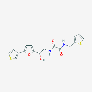 molecular formula C17H16N2O4S2 B2448356 N1-(2-hydroxy-2-(5-(thiophen-3-yl)furan-2-yl)ethyl)-N2-(thiophen-2-ylmethyl)oxalamide CAS No. 2034491-35-3