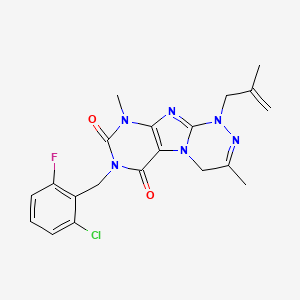 molecular formula C20H20ClFN6O2 B2448384 7-[(2-chloro-6-fluorophenyl)methyl]-3,9-dimethyl-1-(2-methylprop-2-enyl)-4H-purino[8,7-c][1,2,4]triazine-6,8-dione CAS No. 920471-81-4