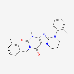 molecular formula C24H25N5O2 B2448390 1-methyl-3-(3-methylbenzyl)-9-(o-tolyl)-6,7,8,9-tetrahydropyrimido[2,1-f]purine-2,4(1H,3H)-dione CAS No. 877617-18-0