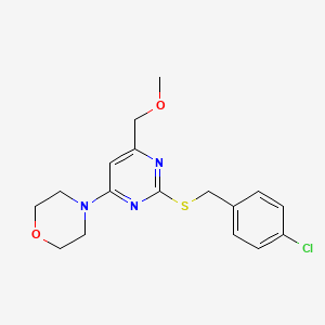 molecular formula C17H20ClN3O2S B2448396 4-[2-[(4-Chlorobenzyl)sulfanyl]-6-(methoxymethyl)-4-pyrimidinyl]morpholine CAS No. 478041-43-9