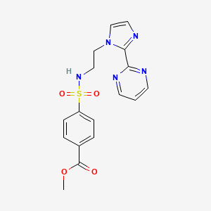 molecular formula C17H17N5O4S B2448399 methyl 4-(N-(2-(2-(pyrimidin-2-yl)-1H-imidazol-1-yl)ethyl)sulfamoyl)benzoate CAS No. 1797015-13-4
