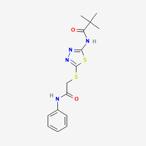 N-(5-((2-oxo-2-(phenylamino)ethyl)thio)-1,3,4-thiadiazol-2-yl)pivalamide