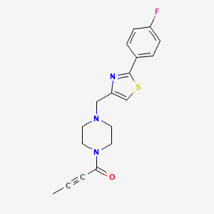molecular formula C18H18FN3OS B2448401 1-(4-{[2-(4-Fluorophenyl)-1,3-thiazol-4-yl]methyl}piperazin-1-yl)but-2-yn-1-one CAS No. 1825716-21-9