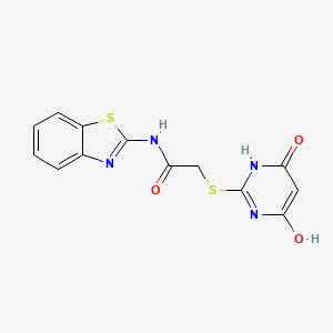molecular formula C13H10N4O3S2 B2448403 N-(1,3-benzothiazol-2-yl)-2-[(4-hydroxy-6-oxo-1H-pyrimidin-2-yl)sulfanyl]acetamide CAS No. 332904-35-5