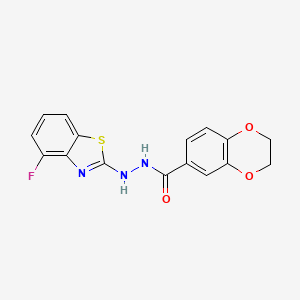 B2448460 N'-(4-fluoro-1,3-benzothiazol-2-yl)-2,3-dihydro-1,4-benzodioxine-6-carbohydrazide CAS No. 851978-90-0