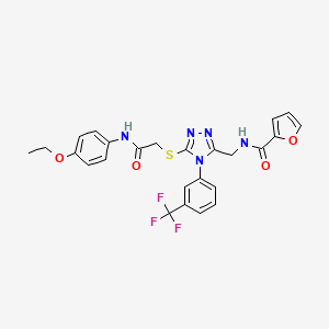 molecular formula C25H22F3N5O4S B2448470 N-((5-((2-((4-ethoxyphenyl)amino)-2-oxoethyl)thio)-4-(3-(trifluoromethyl)phenyl)-4H-1,2,4-triazol-3-yl)methyl)furan-2-carboxamide CAS No. 389072-03-1