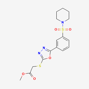 Methyl 2-{5-[3-(piperidylsulfonyl)phenyl]-1,3,4-oxadiazol-2-ylthio}acetate