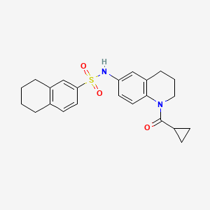 molecular formula C23H26N2O3S B2448548 N-(1-cyclopropanecarbonyl-1,2,3,4-tetrahydroquinolin-6-yl)-5,6,7,8-tetrahydronaphthalene-2-sulfonamide CAS No. 946368-53-2