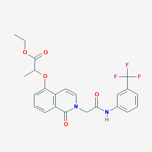 molecular formula C23H21F3N2O5 B2448574 ethyl 2-{[1-oxo-2-({[3-(trifluoromethyl)phenyl]carbamoyl}methyl)-1,2-dihydroisoquinolin-5-yl]oxy}propanoate CAS No. 868224-66-2