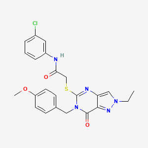 molecular formula C23H22ClN5O3S B2448623 N-(3-chlorophenyl)-2-({2-ethyl-6-[(4-methoxyphenyl)methyl]-7-oxo-2H,6H,7H-pyrazolo[4,3-d]pyrimidin-5-yl}sulfanyl)acetamide CAS No. 932496-04-3