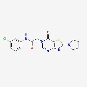 molecular formula C17H16ClN5O2S B2448634 N-(3-chlorophenyl)-2-[7-oxo-2-(pyrrolidin-1-yl)-6H,7H-[1,3]thiazolo[4,5-d]pyrimidin-6-yl]acetamide CAS No. 1223761-39-4