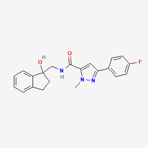 molecular formula C21H20FN3O2 B2448693 3-(4-fluorophenyl)-N-[(1-hydroxy-2,3-dihydro-1H-inden-1-yl)methyl]-1-methyl-1H-pyrazole-5-carboxamide CAS No. 1396782-87-8