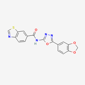 molecular formula C17H10N4O4S B2448715 N-(5-(benzo[d][1,3]dioxol-5-yl)-1,3,4-oxadiazol-2-yl)benzo[d]thiazole-6-carboxamide CAS No. 921900-12-1
