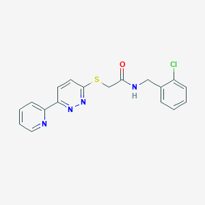 molecular formula C18H15ClN4OS B2448732 N-(2-chlorobenzyl)-2-((6-(pyridin-2-yl)pyridazin-3-yl)thio)acetamide CAS No. 872987-96-7
