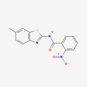 molecular formula C15H11N3O3S B2448736 N-[(2E)-6-methyl-2,3-dihydro-1,3-benzothiazol-2-ylidene]-2-nitrobenzamide CAS No. 313226-86-7