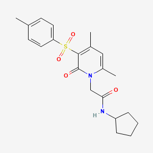 molecular formula C21H26N2O4S B2448811 N-cyclopentyl-2-[4,6-dimethyl-3-(4-methylbenzenesulfonyl)-2-oxo-1,2-dihydropyridin-1-yl]acetamide CAS No. 1185079-21-3