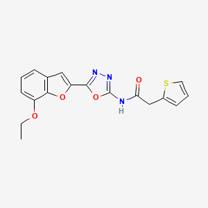 molecular formula C18H15N3O4S B2448867 N-(5-(7-ethoxybenzofuran-2-yl)-1,3,4-oxadiazol-2-yl)-2-(thiophen-2-yl)acetamide CAS No. 922098-81-5