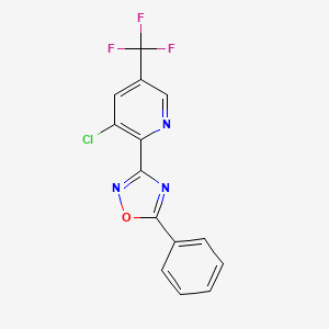 molecular formula C14H7ClF3N3O B2448883 3-Chloro-2-(5-phenyl-1,2,4-oxadiazol-3-yl)-5-(trifluoromethyl)pyridine CAS No. 338791-62-1