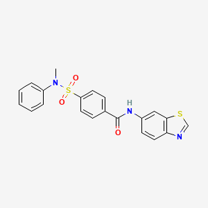 molecular formula C21H17N3O3S2 B2448886 N-(1,3-benzothiazol-6-yl)-4-[methyl(phenyl)sulfamoyl]benzamide CAS No. 941966-18-3