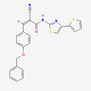 (Z)-2-Cyano-3-(4-phenylmethoxyphenyl)-N-(4-thiophen-2-yl-1,3-thiazol-2-yl)prop-2-enamide